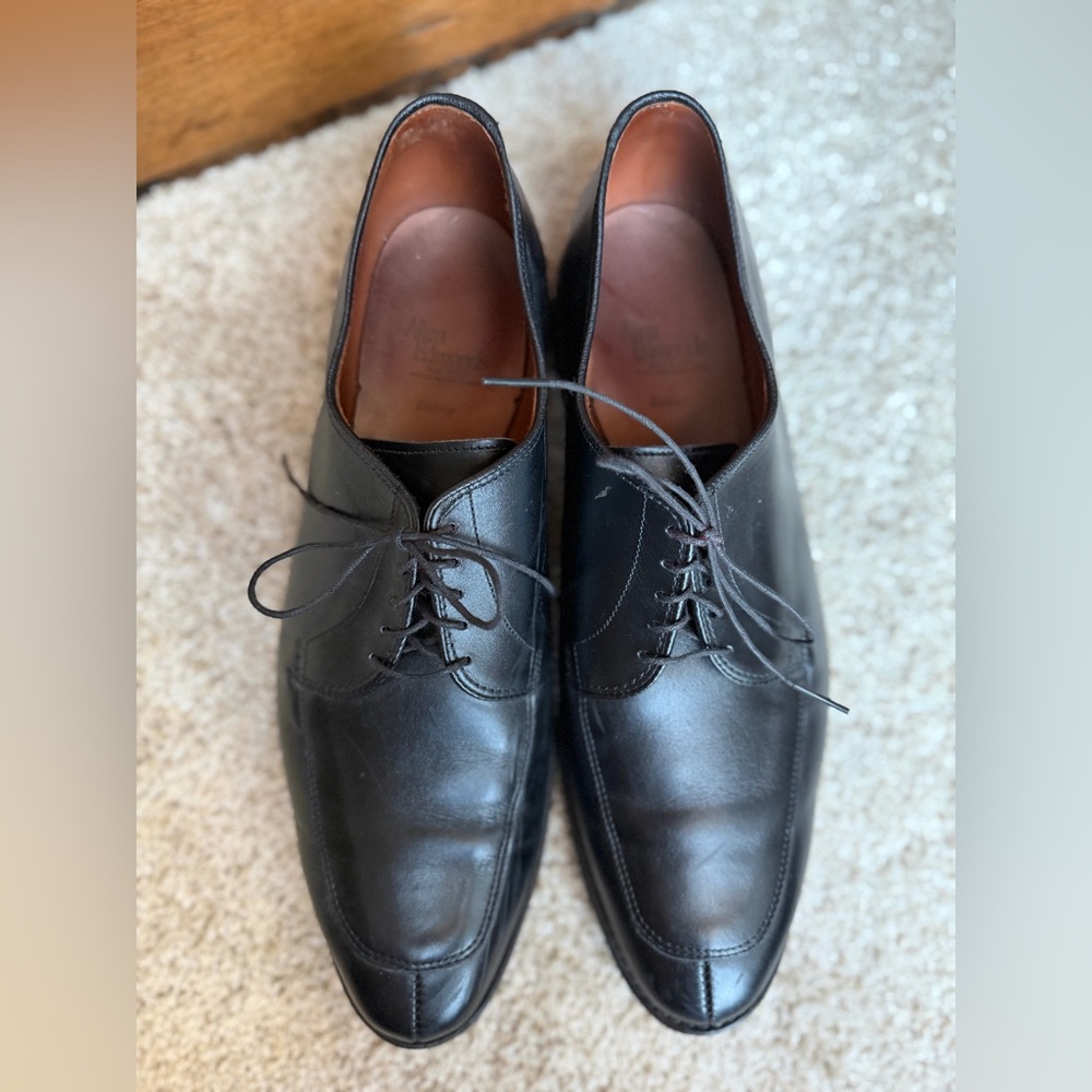ALLEN EDMONDS DelRay Split Toe Dress Shoes BLACK Sz 12 D With Storage Bags